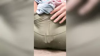 BBW Squirting through Leggings