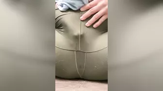 BBW Squirting through Leggings