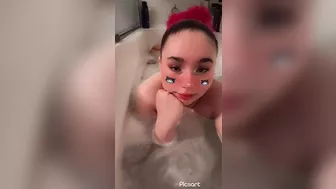 Anime dream girl waifu takes a bath