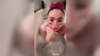 Anime dream girl waifu takes a bath