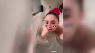 Anime dream girl waifu takes a bath