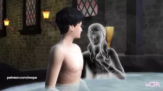 Hot ghost gets into the bathtub and fucks the famous