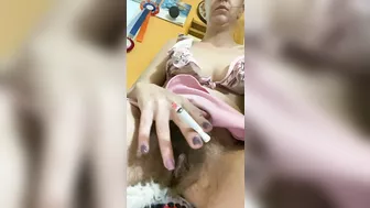 Smoking hairy pussy