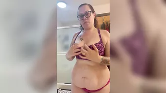 BBW MILF lotions thick body and gets dressed POV