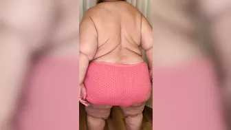 The very fat grandmother wearing her panties