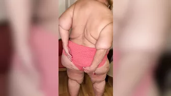 The very fat grandmother wearing her panties