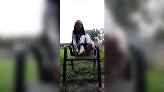 Goth Pissing And Pussy Rubbing Outdoors