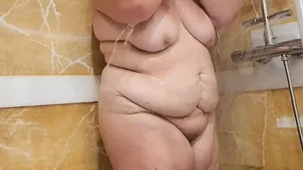 My Chubby Older BBW Step Mom takes a nice shower.