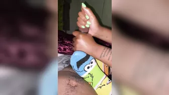 Big cumshot all over her socks hand an sockjob