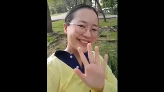 Asian sexy horny girl in park say hello to you and your cock