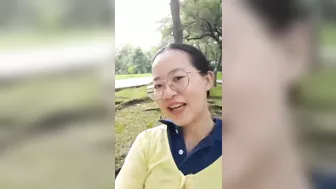 Asian sexy horny girl in park say hello to you and your cock