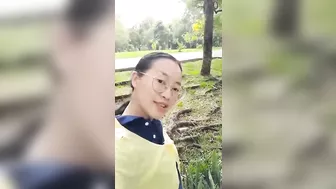 Asian sexy horny girl in park say hello to you and your cock