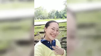 Asian sexy horny girl in park say hello to you and your cock