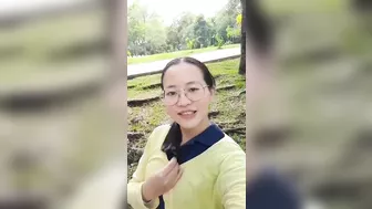 Asian sexy horny girl in park say hello to you and your cock