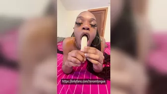 Tenomtongue sucks on banana like a pro only fans leak