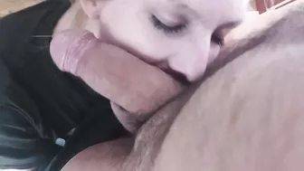 Submissive MILF getting Cock Slap and Face Fuck on Her Knees Cum on Face