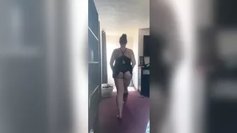 BBW stepmom milf slow motion walk and ass slap your pov