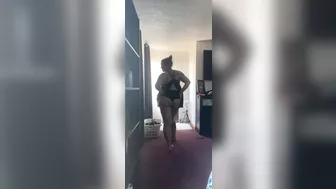 BBW stepmom milf slow motion walk and ass slap your pov