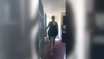 BBW stepmom milf slow motion walk and ass slap your pov