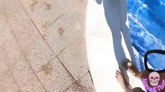 Follower touches my pussy in the public pool