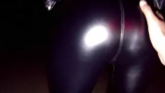 Hitchhiker girl gets her leather jacket cum sprayed