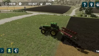 John Deer 4755 plowing in FS23mobile