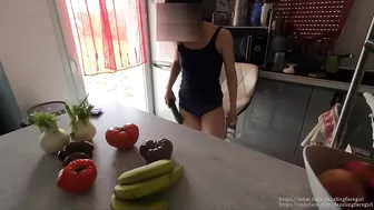 a Milf so hungry for cock that she gets fucked by a cucumber