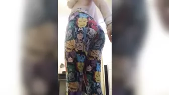 Hazel puts on nerdy leggings over her fat ass