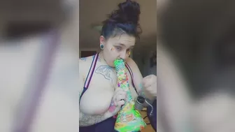 Smoking 420 huge tattooed tits