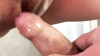 Let me pee on your dick before I sit on it. Please cum inside me. Dripping creampie. Close-up.