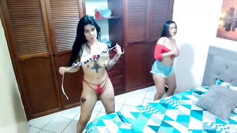 Latinas strip naked while dancing