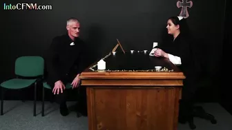 CFNM nun wanking priest cock in group