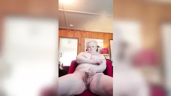 Nasty Granny Showing Off Her Fat Pussy As She Rubs It With A Dildo