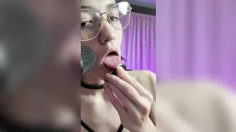 Spit Fetish - ASMR - Goddess D licks on and enjoys an oreo using their ASMR microphone for you