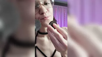 Spit Fetish - ASMR - Goddess D licks on and enjoys an oreo using their ASMR microphone for you