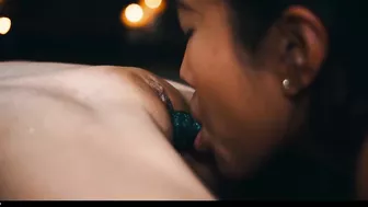 Hot Asian chicks licking each other and milking