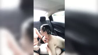 lesbians play with dildo in the car