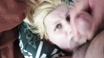 Petite Cock Slut Rough Head Fuck with Cumshot in Mouth Swallow