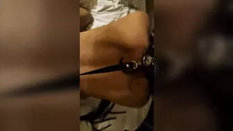 Cuffed Indian slut fucked by big white cock from behind