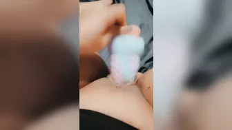 Cumming on a big dildo