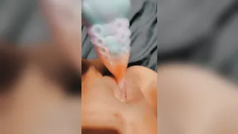 Cumming on a big dildo