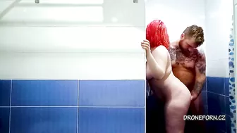 Redhead BBW fucking in the shower