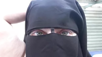 Naked Wife in Niqab and ankle boots