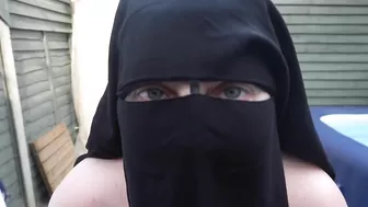 Naked Wife in Niqab and ankle boots