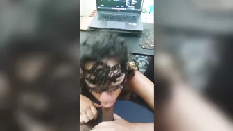 Yhile watching porn I made her suck my cock