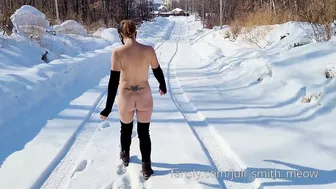 Naked walk in winter