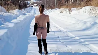 Naked walk in winter