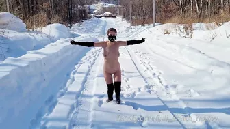 Naked walk in winter