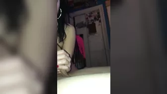 Oldie of my Latina girlfriend Diamond shoving my cock in her mouth