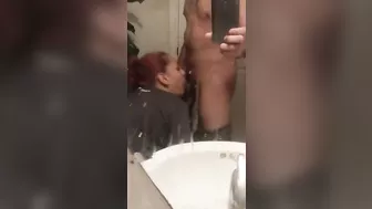 Tx Latina sucks my dick on Toilet